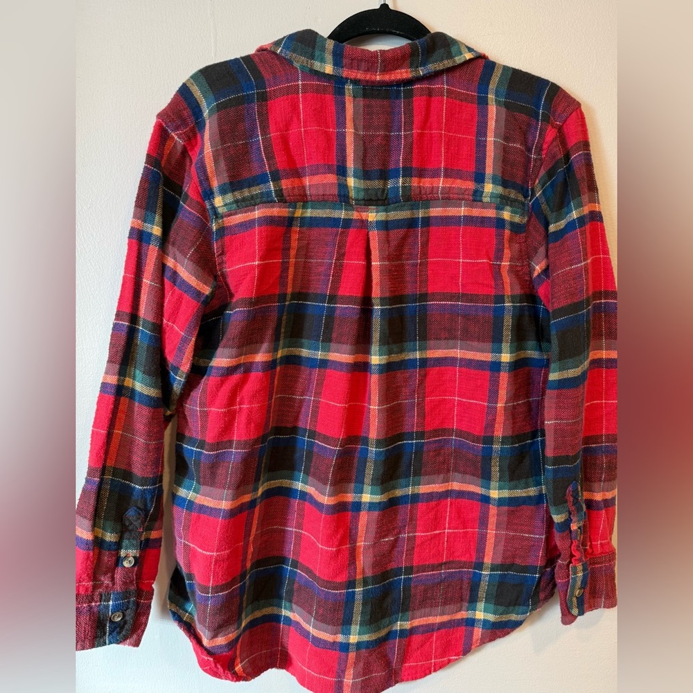 American Eagle Boyfriend Fit Oversized Red Blue Plaid Flannel Women's Small - Picture 5 of 5